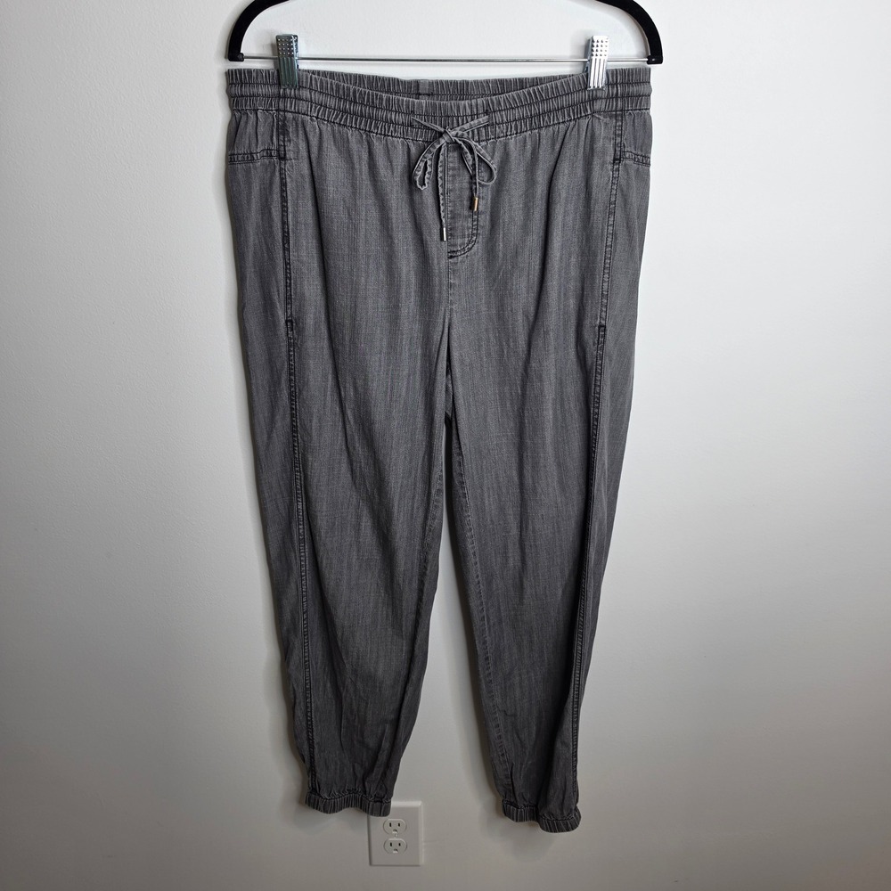 Eileen Fisher Chambray Jogger Pants Womens Small Tencel Organic Cotton Gray